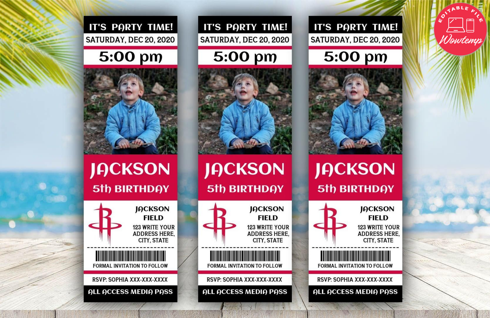 Printable Houston Rockets Birthday Ticket Invitations DIY | Wowtemp