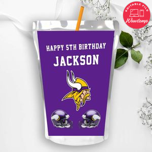Minnesota Vikings Birthday Capri Sun Juice Label Instant Download
