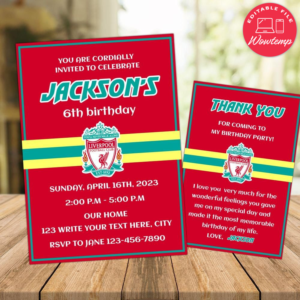 Liverpool Party Invitations Instant Download Wowtemp