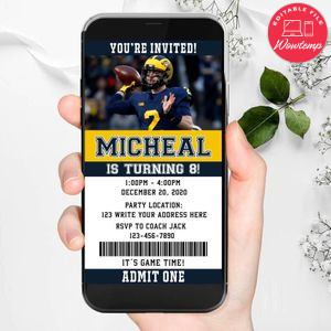 Electronic Michigan Wolverines Electronic Invite Birthday Flyer Instant Download