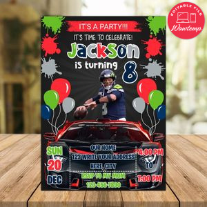 Russell Wilson Seattle Seahawks Drive By Birthday Parade Invitation Printable Instant Download
