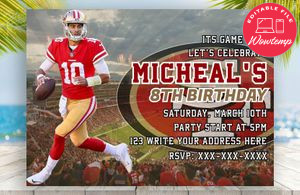 Editable San Francisco 49ers Digital Party Invitation Invite Instant Download