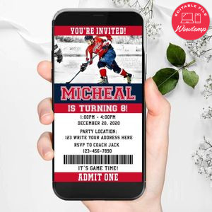 Electronic Washington Capitals Ticket Electronic Invite Birthday Invitations Instant Download