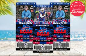 Editable Buffalo Bills Birthday Ticket Invites Instant Download