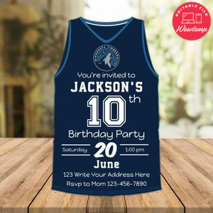 Minnesota Timberwolves Jersey Birthday Flyer Instant Download