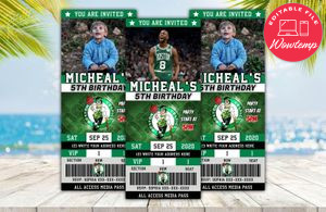 Editable Boston Celtics Birthday Ticket Invitations Instant Download