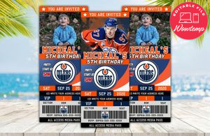 Editable Edmonton Oilers Birthday Ticket Invites Instant Download