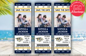Nashville Predators Save The Date Wedding Engagement Announcement Ticket Invitation Instant Download