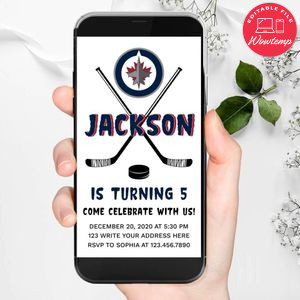 Electronic Winnipeg Jets Electronic Invite Birthday Flyer Template Instant Download