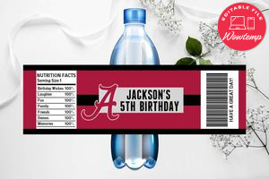 Printable Alabama Crimsontide Water Bottle Labels Instant Download