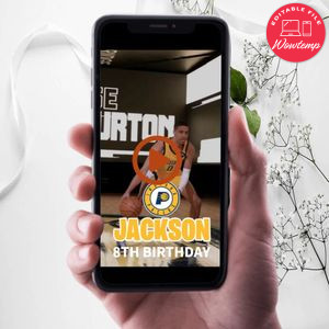 Indiana Pacers Birthday Video Invitation Digital Template Customizable Instant Download