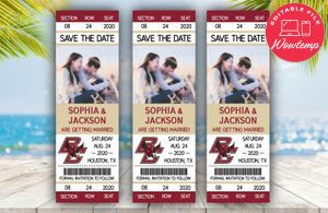 Boston College Eagles Basketball Save The Date Wedding Engagement Announcement Ticket Invitation Instant Download