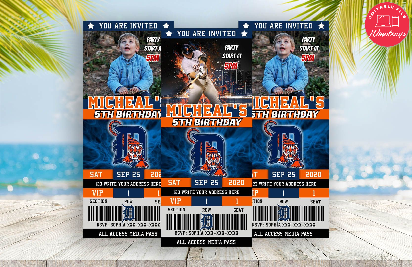 Editable Detroit Tigers Birthday Ticket Invitations | Wowtemp