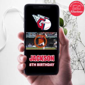 Cleveland Guardians Birthday Video Invitation Digital Template Customizable Instant Download