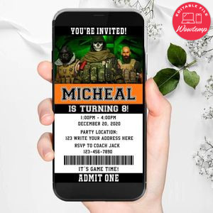 Electronic Call Of Duty Warzone Electronic Invite Birthday Flyer Instant Download