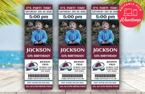 Colorado Avalanche Birthday Ticket With Photo Invitation Instant Download