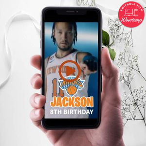 New York Knicks Birthday Video Invitation Digital Template Customizable Instant Download