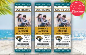 Editable Jacksonville Jaguars Save The Date Wedding Engagement Announcement Ticket Invitation Instant Download
