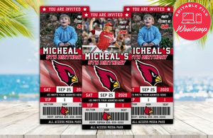 Editable Louisville Cardinals Baseball Birthday Ticket Invitations Instant Download