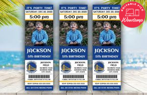 Printable Golden State Warriors Birthday Ticket With Photo Invitation Instant Download