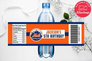 Printable New York Mets Water Bottle Labels Instant Download