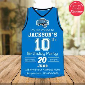 Orlando Magic Jersey Birthday Invitation Instant Download