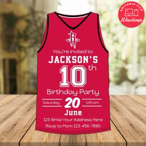 Houston Rockets Jersey Birthday Invitation Instant Download
