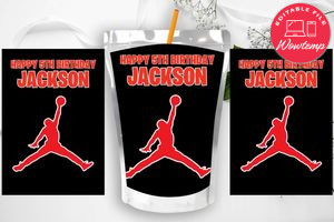 Printable Jordan Birthday Capri Sun Juice Label Instant Download