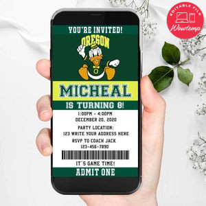 Electronic Oregon Ducks Ticket Electronic Invite Birthday Invites Instant Download