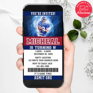 Electronic New York Giants Ticket Electronic Invite Birthday Invitations DIY