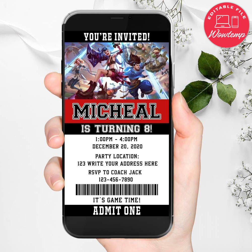 Electronic Wild Rift Electronic Invite Birthday Flyer Instant Download