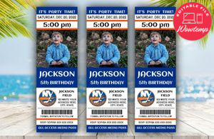 New York Islanders Birthday Ticket With Photo Invitation Instant Download