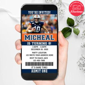 Electronic Auburn Tigers Electronic Invite Birthday Invitation Instant Download
