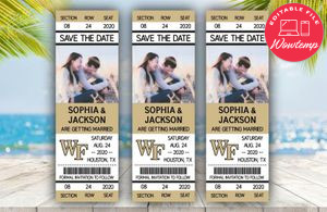 Editable Wake Forest Demon Deacons Save The Date Wedding Engagement Announcement Ticket Invitation Instant Download