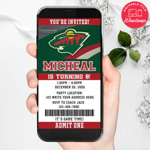 Electronic Minnesota Wild Ticket Electronic Invite Birthday Invites Instant Download