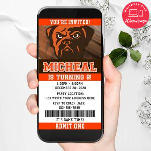 Electronic Cleveland Browns Birthday Invitation Instant Download