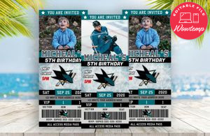 Editable San Jose Sharks Birthday Ticket Invitations Instant Download