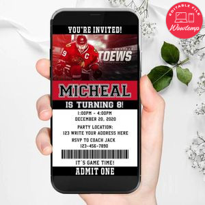 Electronic Chicago Blackhawks Electronic Invite Birthday Invitations Instant Download