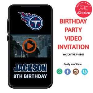 Tennessee Titans Birthday Video Invitation Digital Template Customizable Instant Download