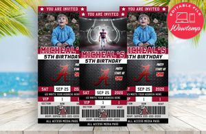 Editable Alabama Crimson Tide Birthday Ticket Invitation Instant Download