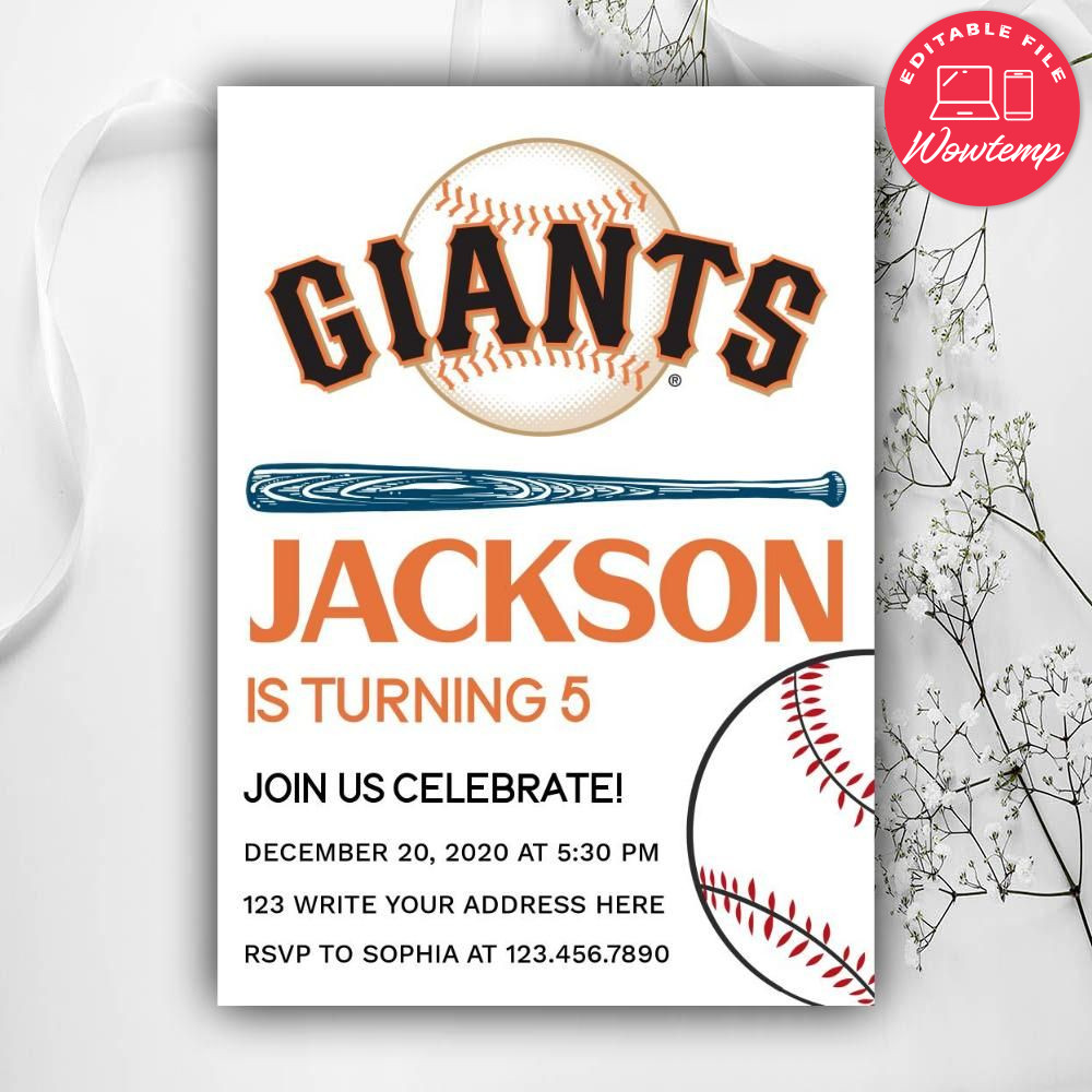 Printable San Francisco Giants Birthday Invitation DIY | Wowtemp