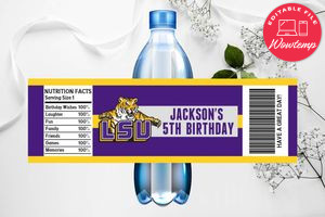 Printable Louisiana State Tigers Water Bottle Labels Instant Download