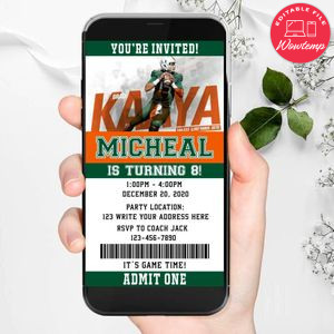 Electronic Miami Hurricanes Electronic Invite Birthday Invitations Instant Download