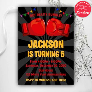 Boxing Glove Invitation Instant Download