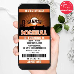 Electronic San Francisco Giants Electronic Invite Birthday Invitations DIY