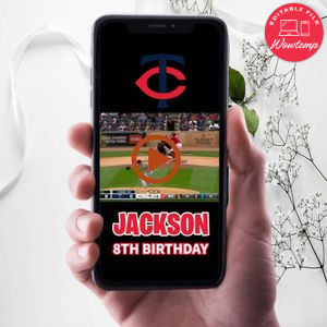 Minnesota Twins Birthday Video Invitation Digital Template Customizable Instant Download