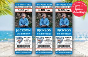 Printable Oklahoma City Thunder Birthday Ticket With Photo Invitation Instant Download