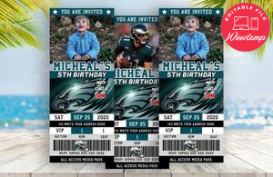 Editable Philadelphia Eagles Birthday Ticket Party Invitations Instant Download