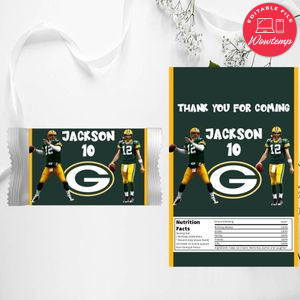 Green Bay Packers Candy Bar Wrapper Digital File Printable Instant Download