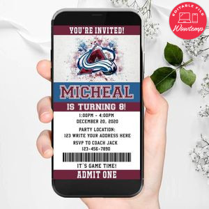 Electronic Colorado Avalanche Ticket Electronic Invite Birthday Flyer Instant Download